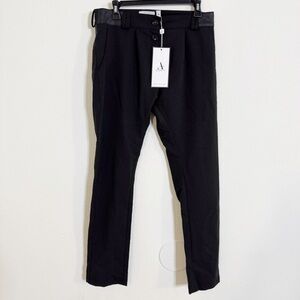 Adeptt black faux leather trim trouser pants